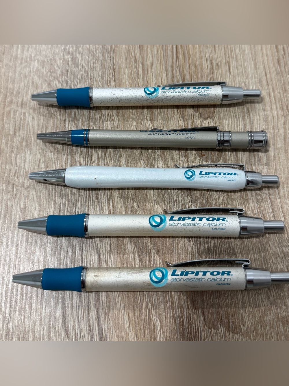 Lot 5 Vintage Lipitor Drug Rep Pens Pharmaceutical Medical Promo Advertising